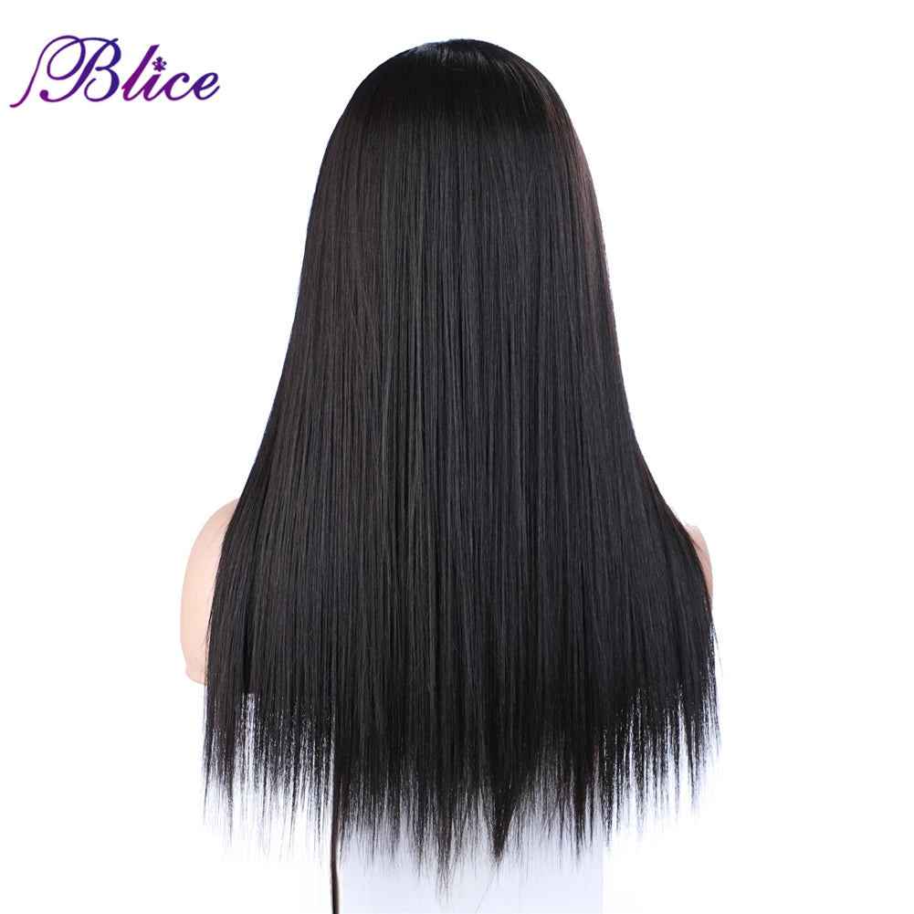 Blice Synthetic Straight Omber Color Closure Wig Mixed Hair Hand Made Natural Hair Line Middle Part 20 InchFor Women