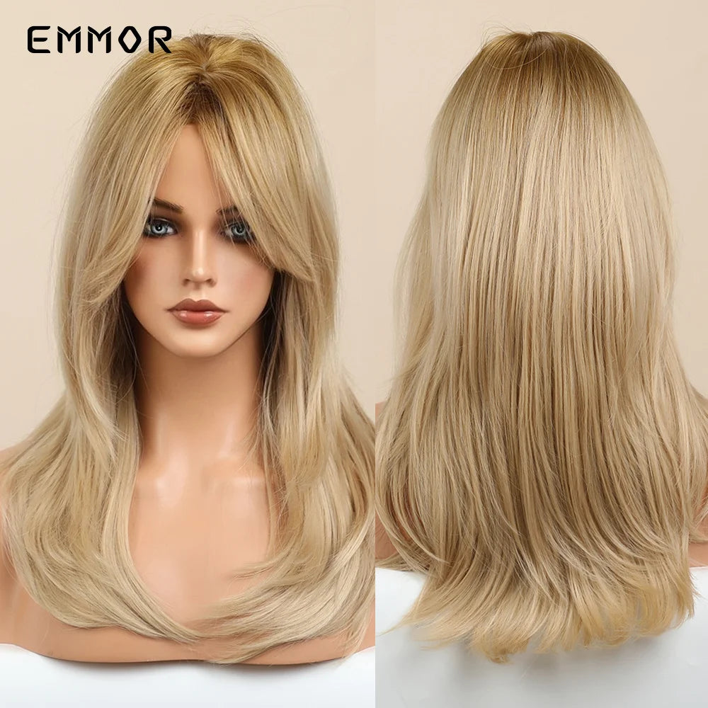 Ombre Black Pink Wig With Bangs
