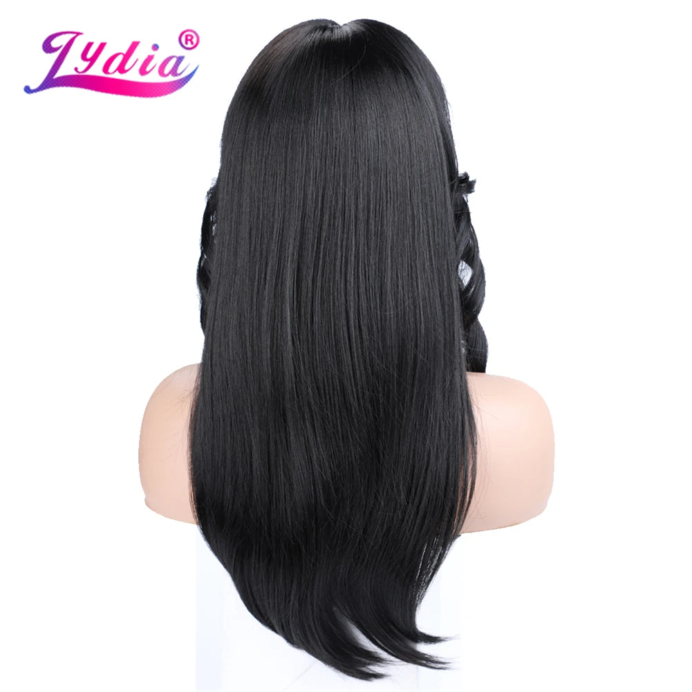 Straight Synthetic Hair Wigs With Curly-Bang