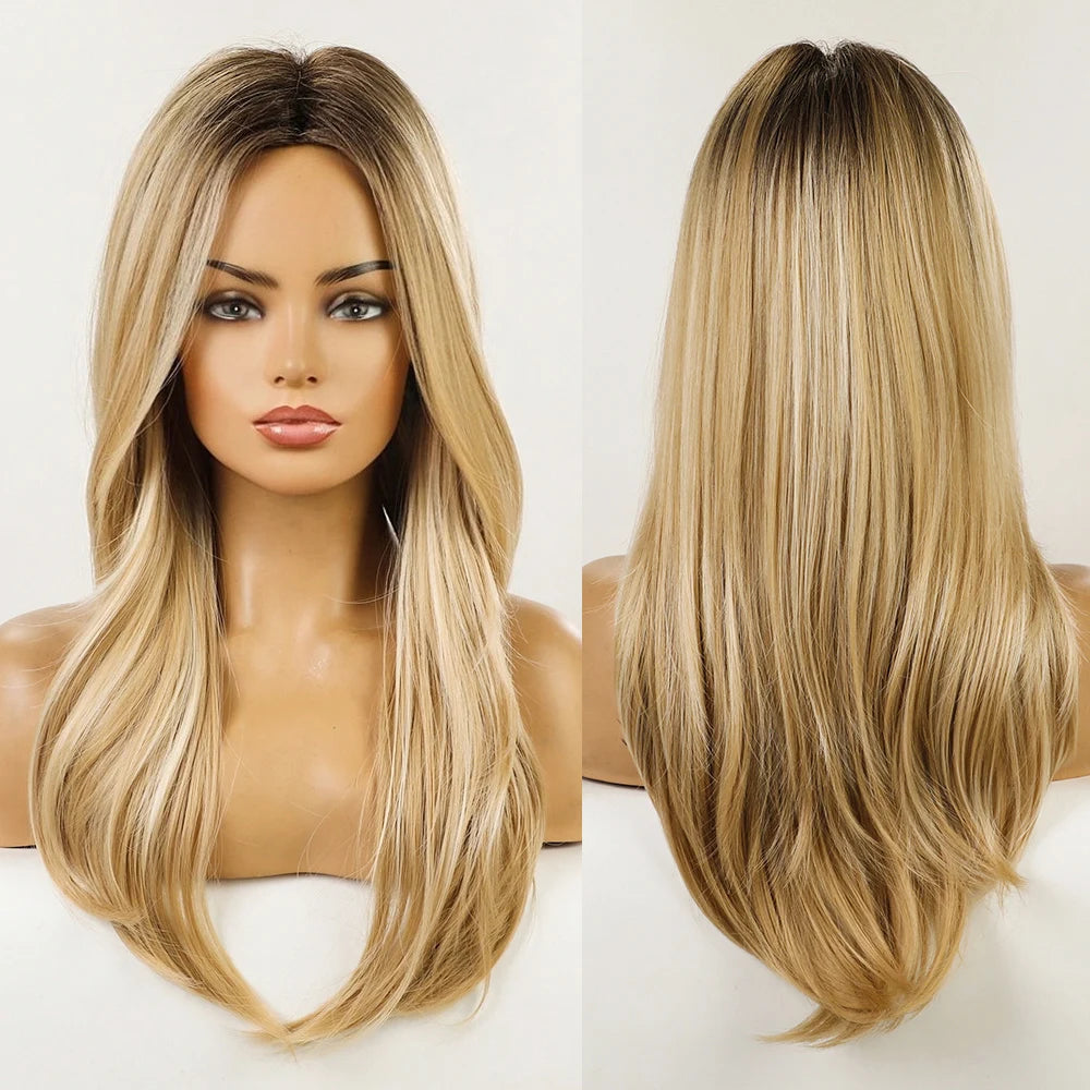 Long Wavy Wigs Brown with Blonde Wigs