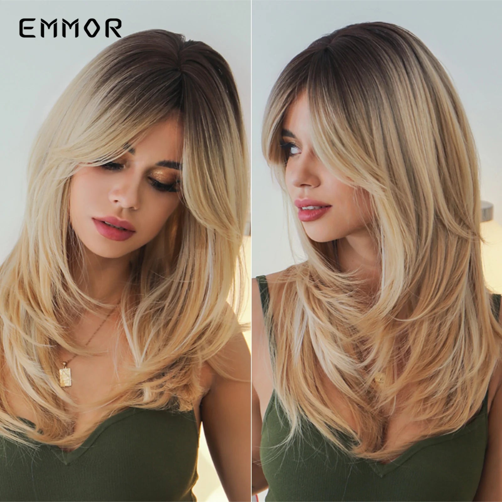 Long Wavy Wigs Brown with Blonde Wigs