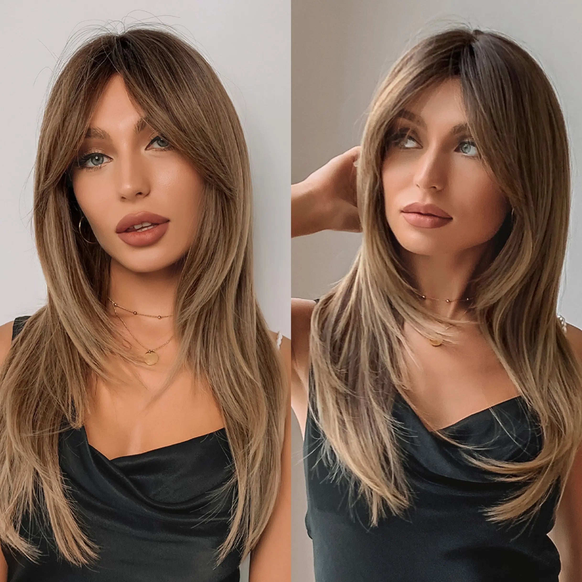 Long Wavy Wigs Brown with Blonde Wigs