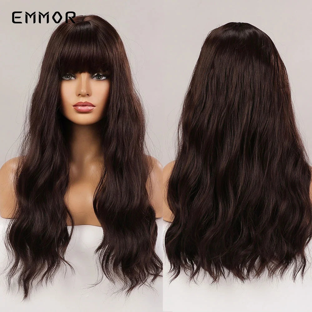 Ombre brown to Light Blonde Hair Wig with Bangs
