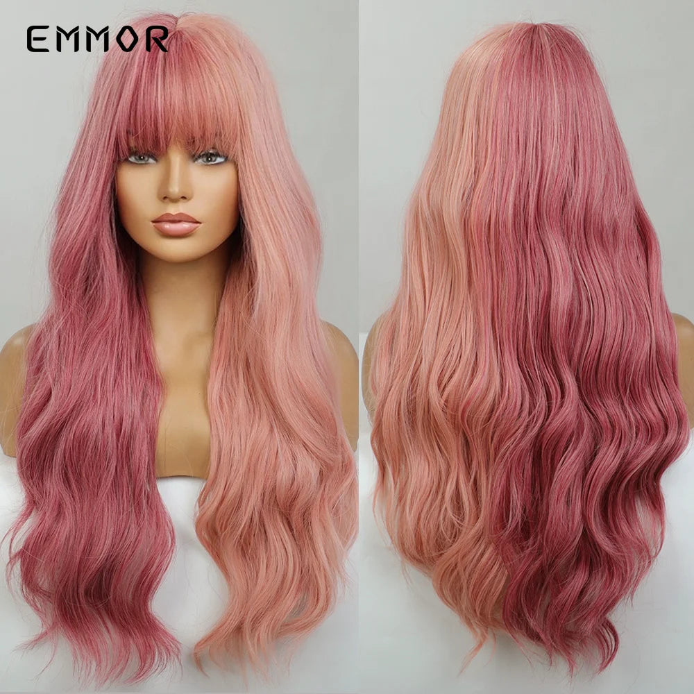 Ombre brown to Light Blonde Hair Wig with Bangs