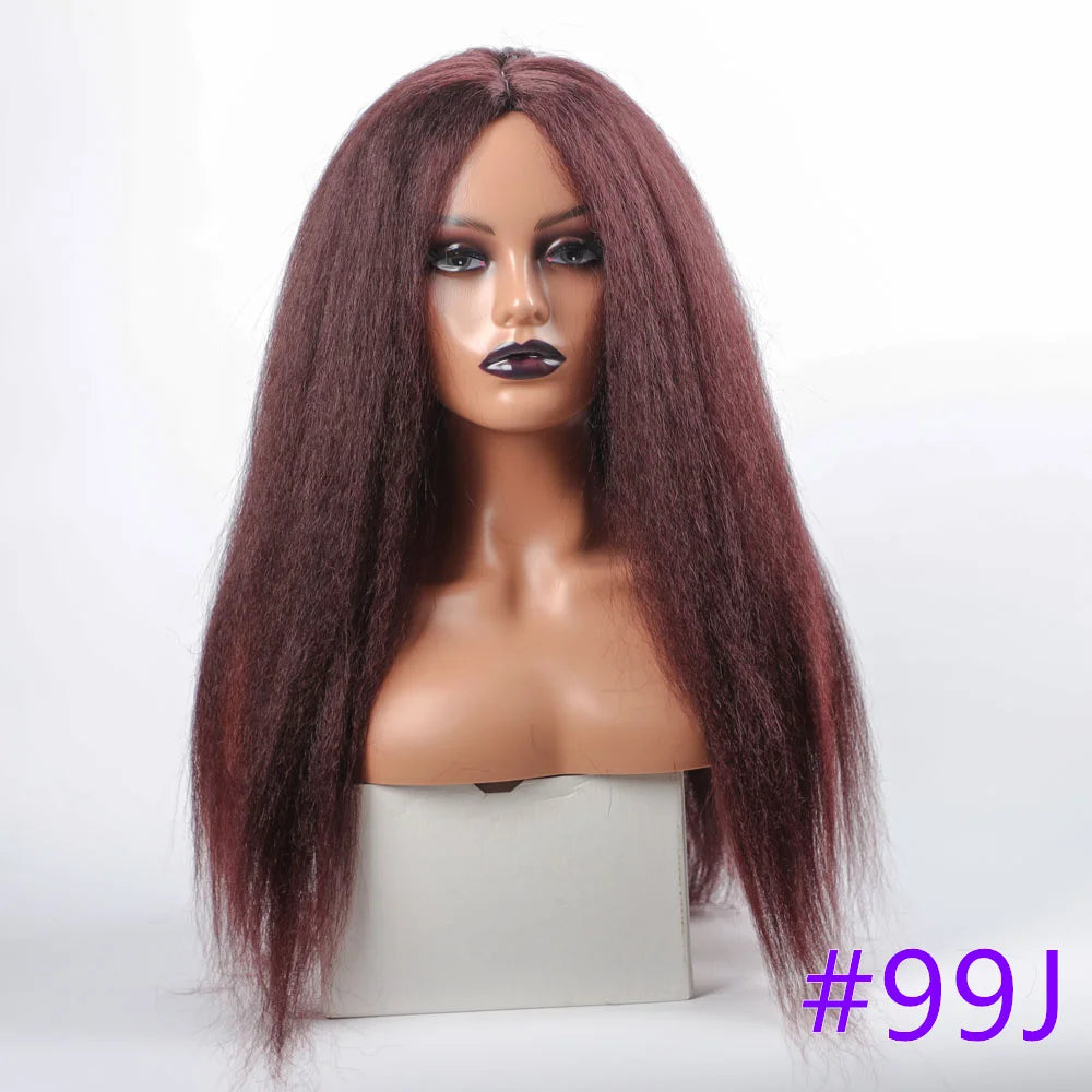 Long Kinky Straight Synthetic Wigs