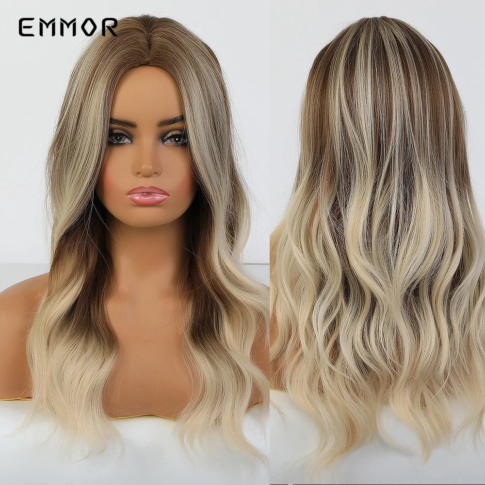 Long Wavy Wigs Brown with Blonde Wigs