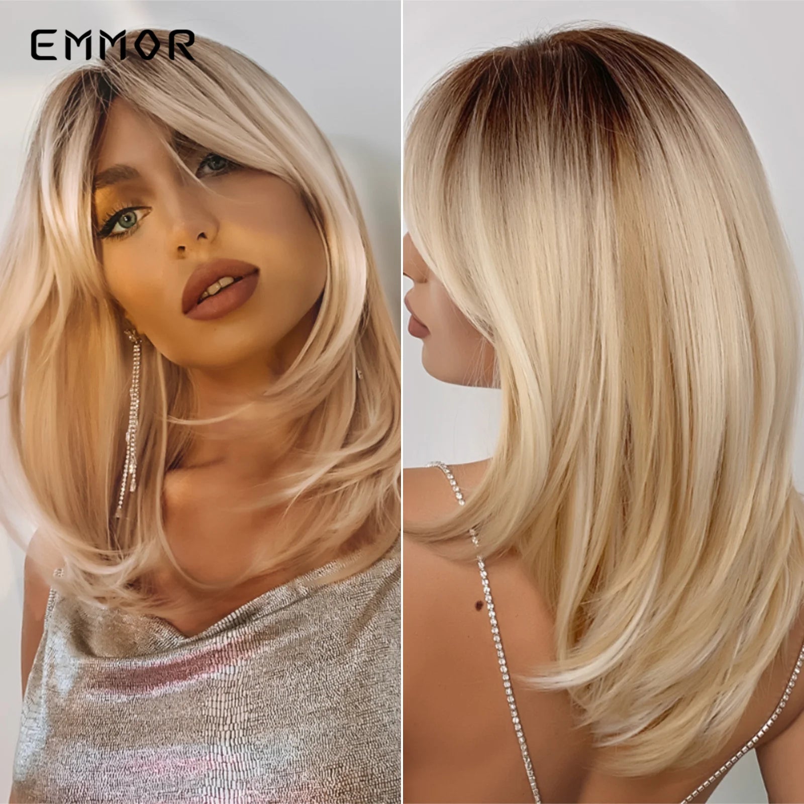 Long Wavy Wigs Brown with Blonde Wigs