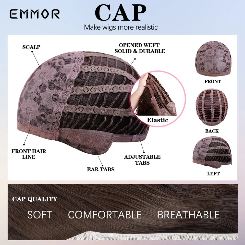 Emmor Ombre Brown Blonde Hair Wig Long Wavy Wigs for Woman Cosplay Natural Good Quality Synthetic WIg High Temperature Fiber