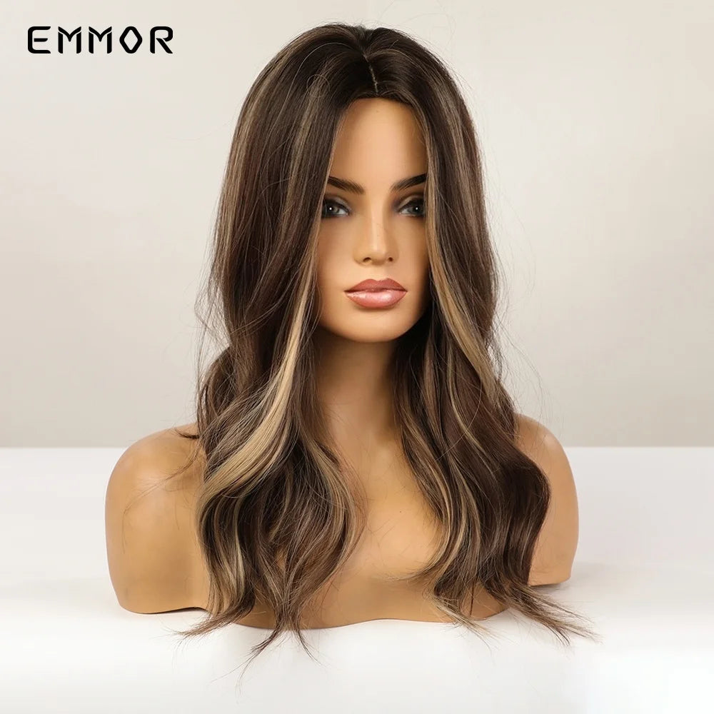 Long Wavy Wigs Brown with Blonde Wig