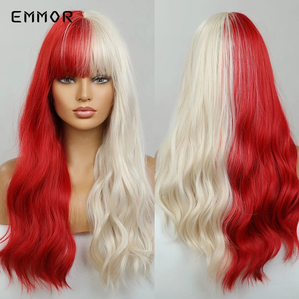 Ombre brown to Light Blonde Hair Wig with Bangs