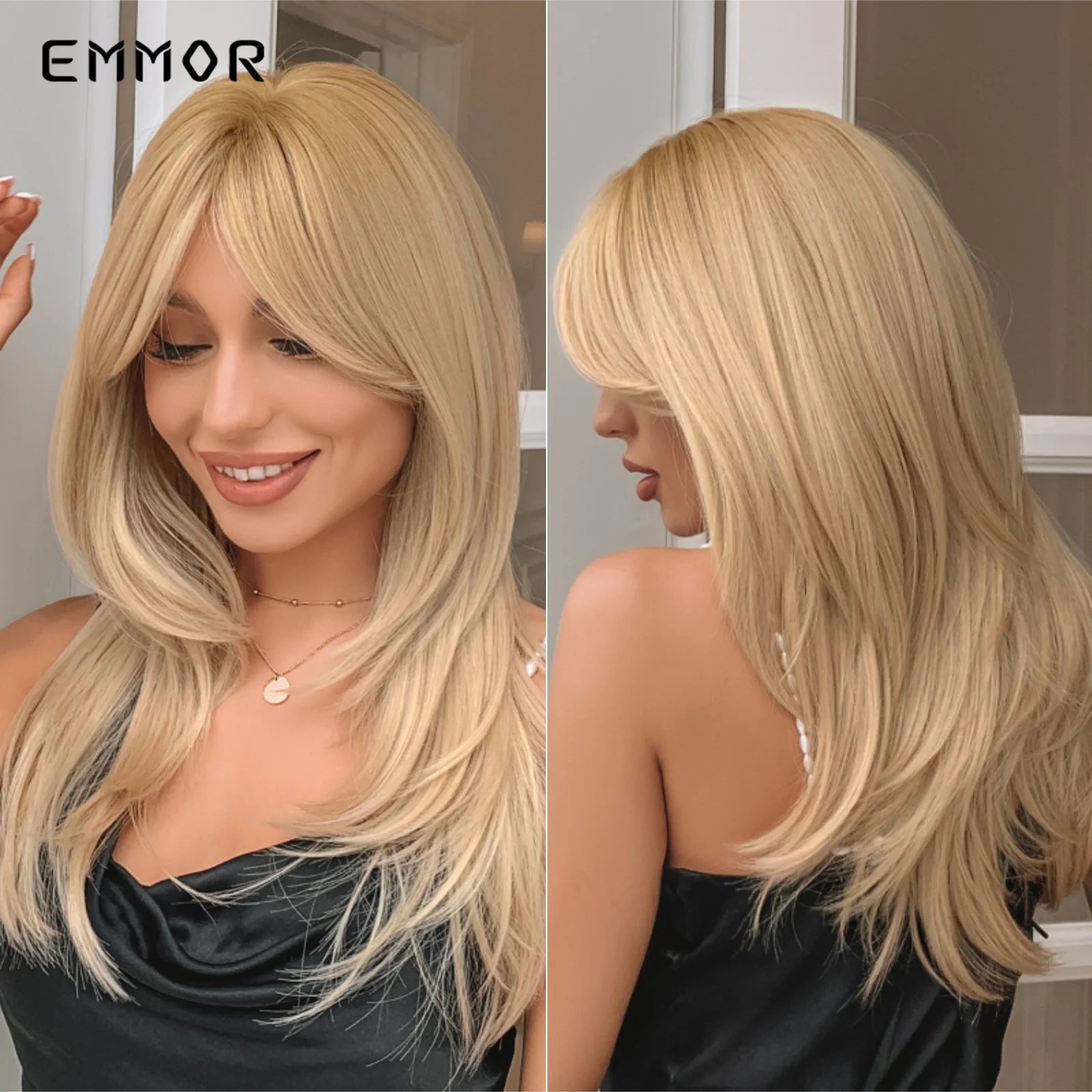 Ombre Dark Brown to Platinum Hair Wig