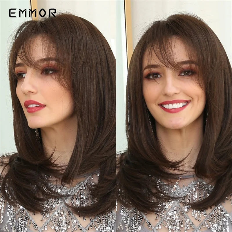 Ombre Black to Light Blonde Wig With Bangs