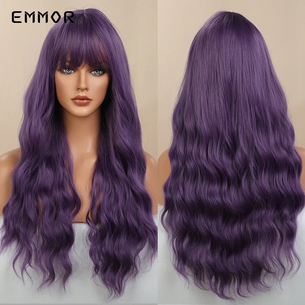 Ombre brown to Light Blonde Hair Wig with Bangs