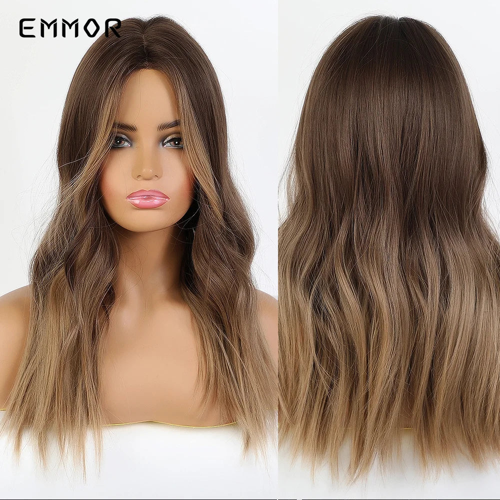 Long Wavy Wigs Brown with Blonde Wigs