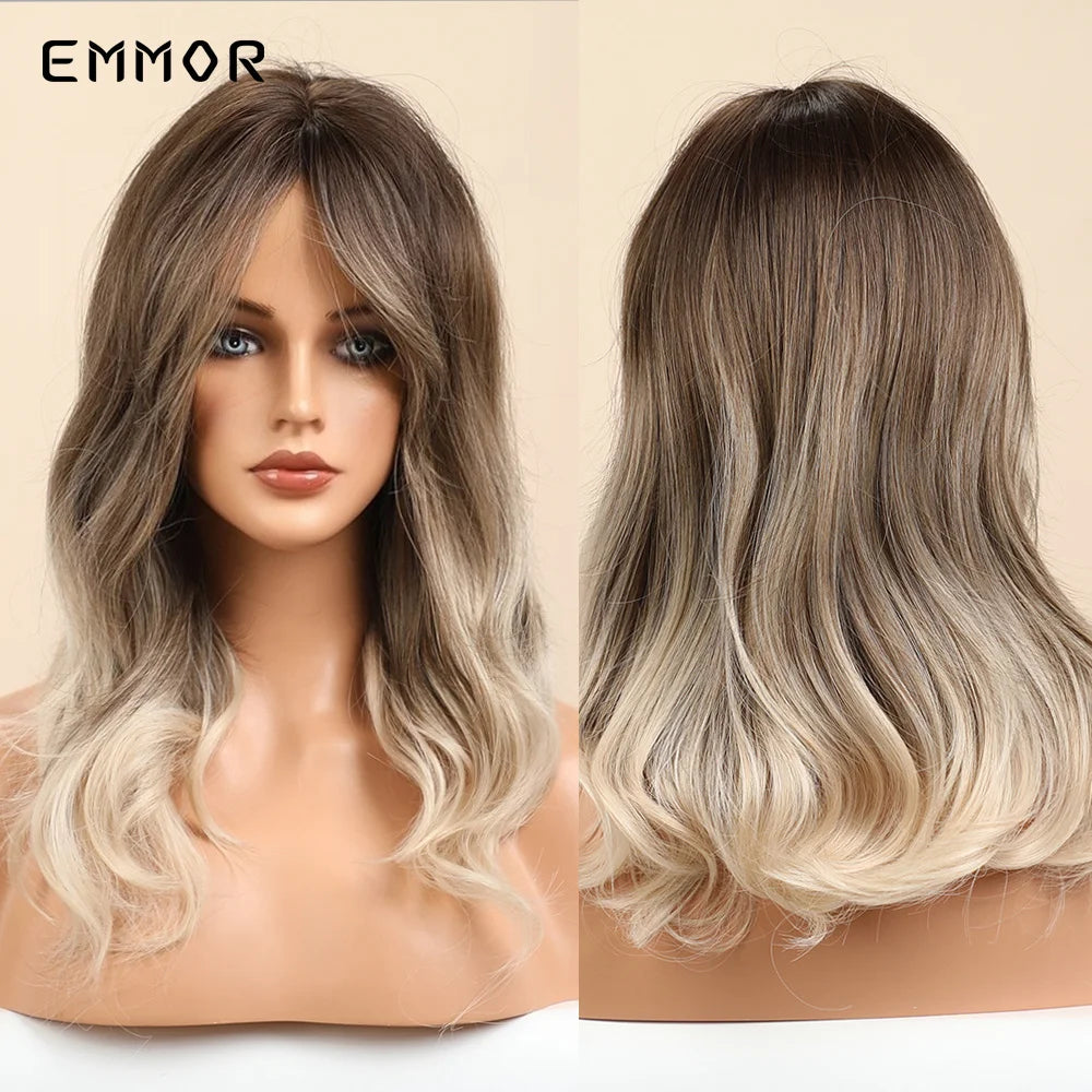 Ombre Dark Brown to Platinum Hair Wig