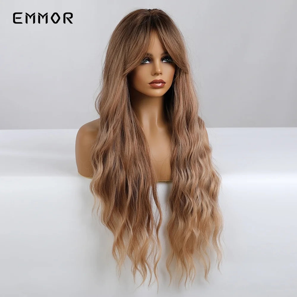 Long Wavy Wigs with Bang