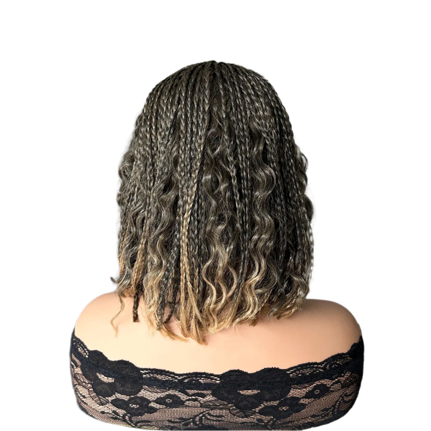 Short Braided Wig With Free Tress Box Braid Bob