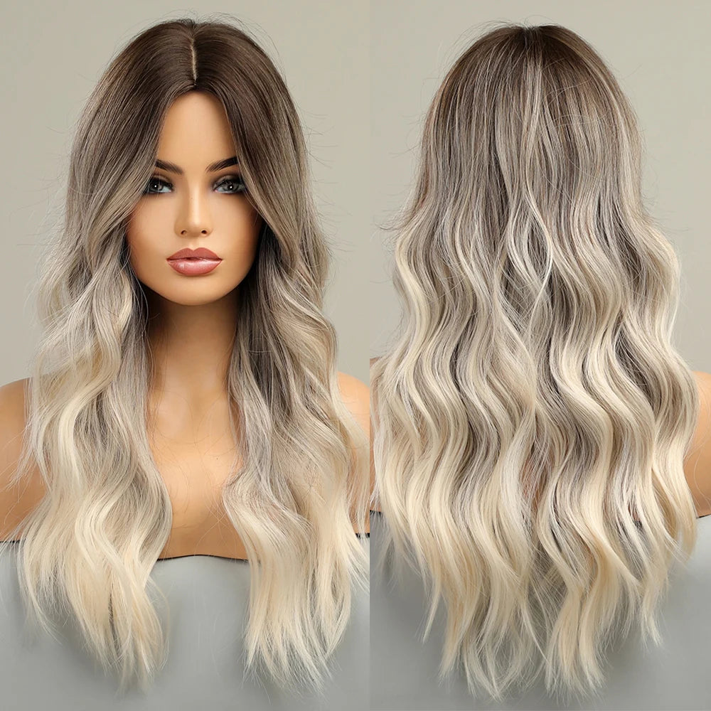 Long Wavy Wigs Brown with Blonde Wigs
