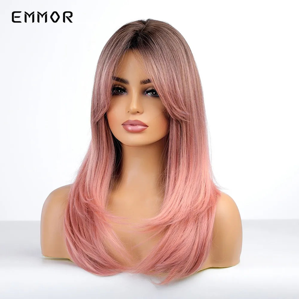 Synthetic Ombre Brown to Light Red Wig