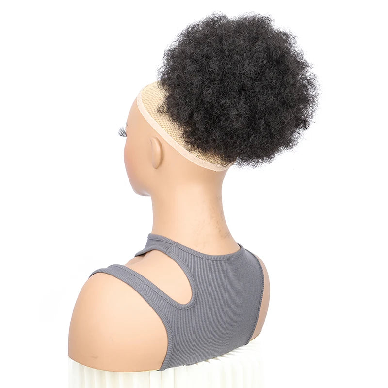 Synthetic Afro Puff Drawstring Ponytail Short Kinky Curly Hair Bun