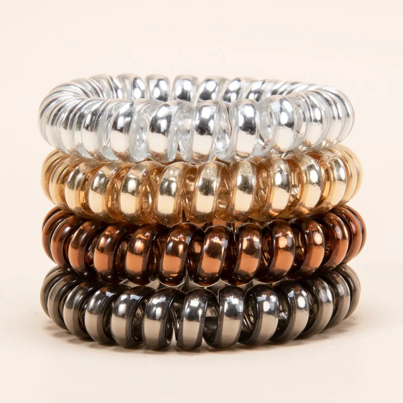 4Pcs/set Telephone Wire Hair Ties