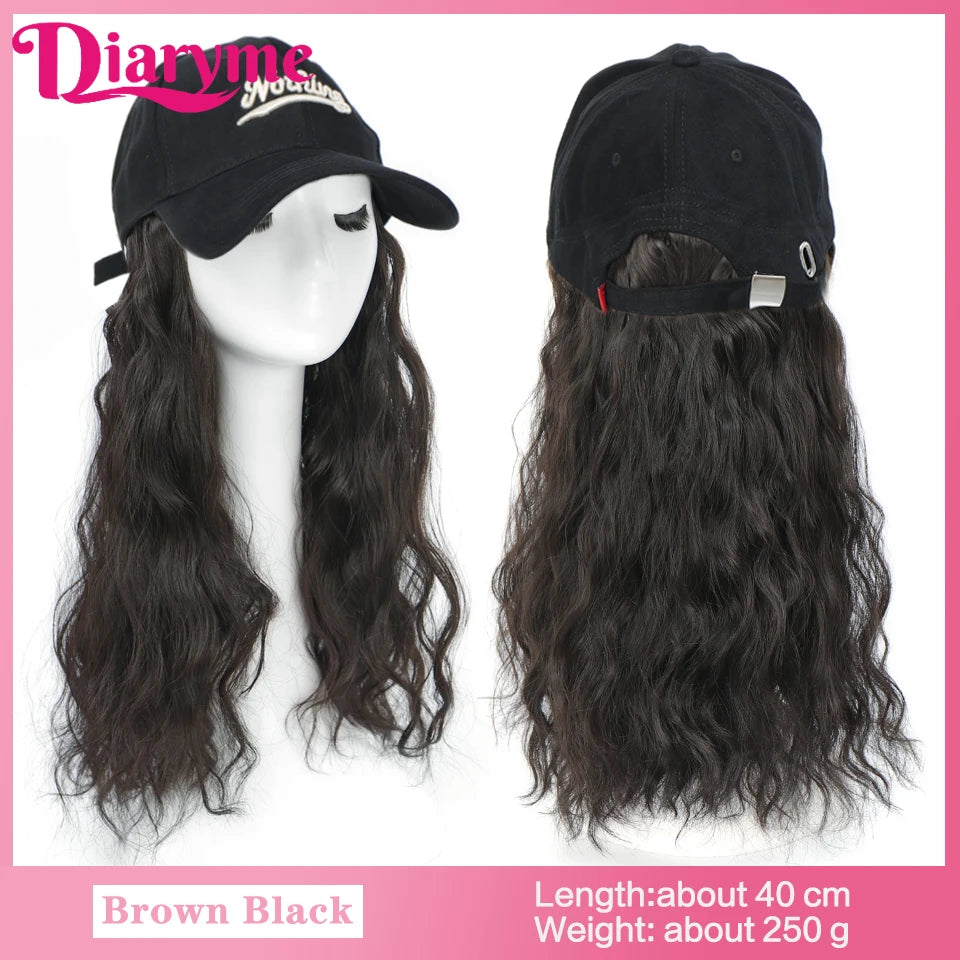 Short Water Wavy Wigs With Baseball Hat