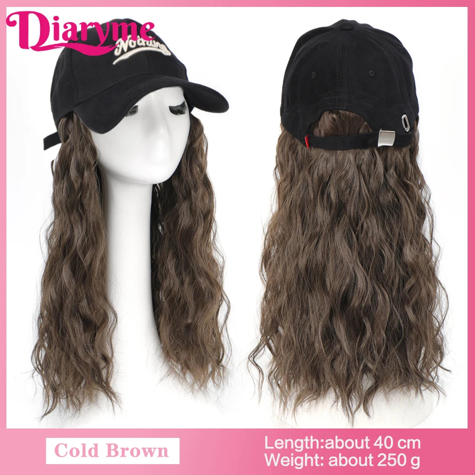 Short Water Wavy Wigs With Baseball Hat