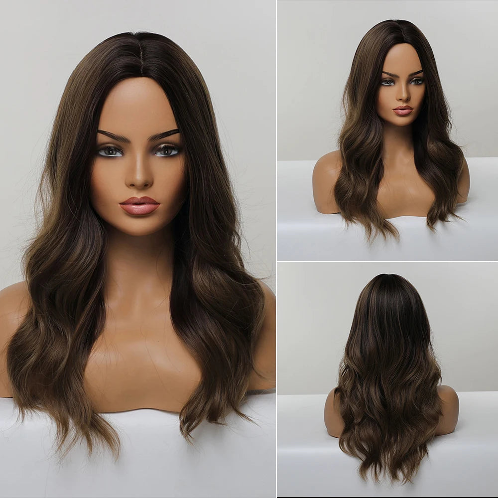 Long Wavy Wigs Brown with Blonde Wigs