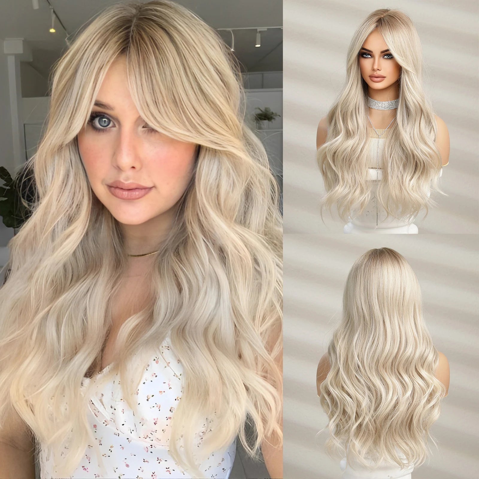 Long Wavy Wigs with Bangs