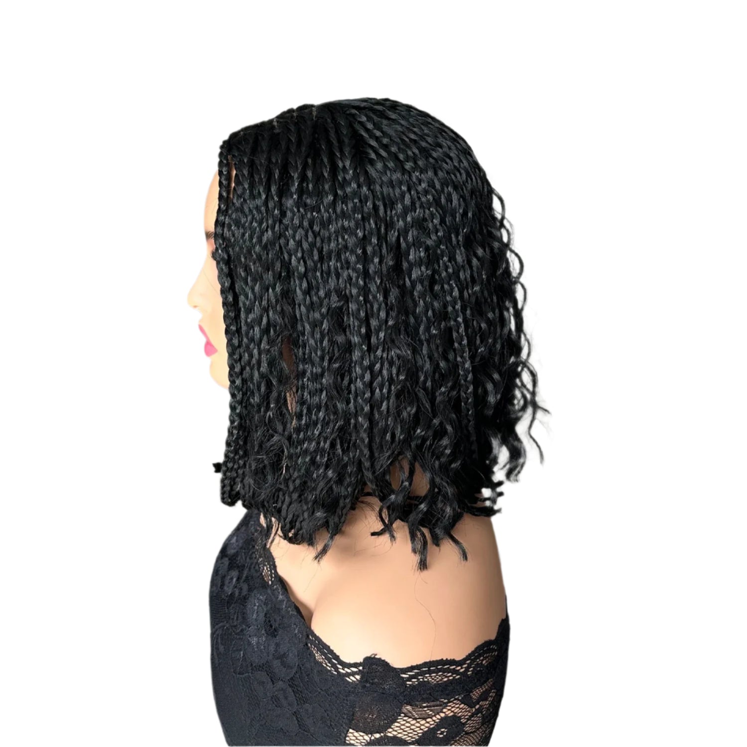 Short Braided Wig With Free Tress Box Braid Bob