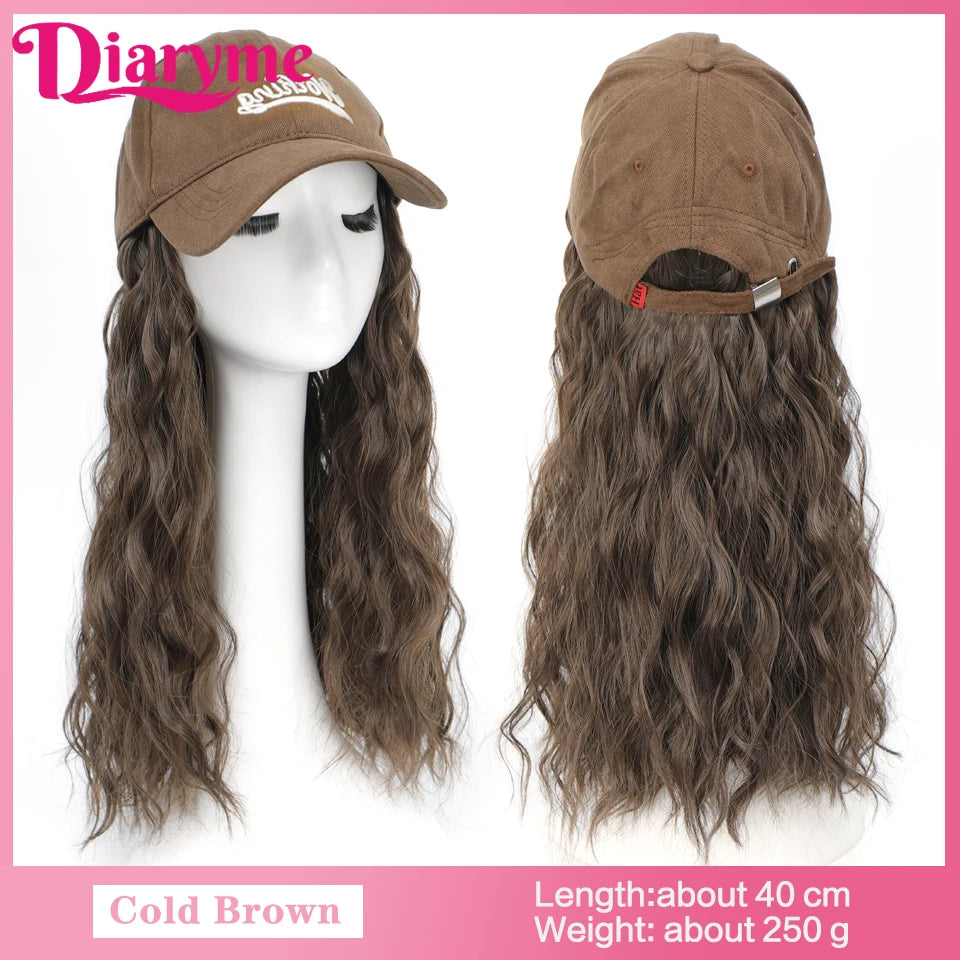 Short Water Wavy Wigs With Baseball Hat