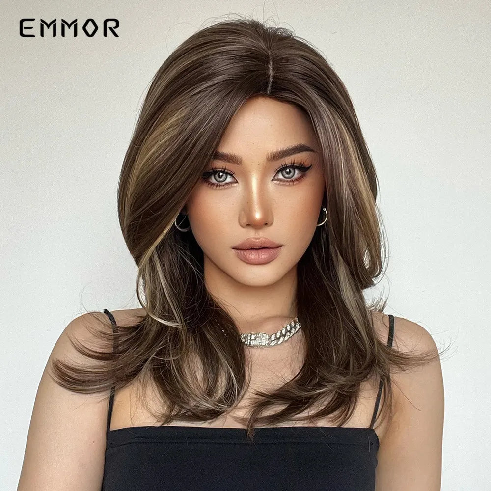 Long Wavy Wigs Brown with Blonde Wigs