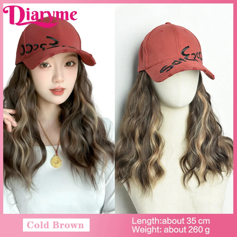 Short Water Wavy Wigs With Baseball Hat