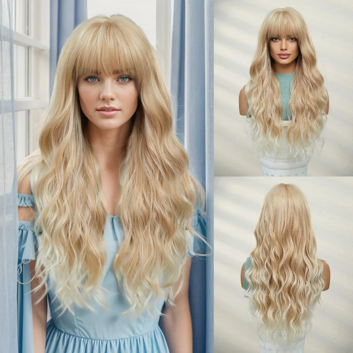 Long Wavy Wigs with Bangs