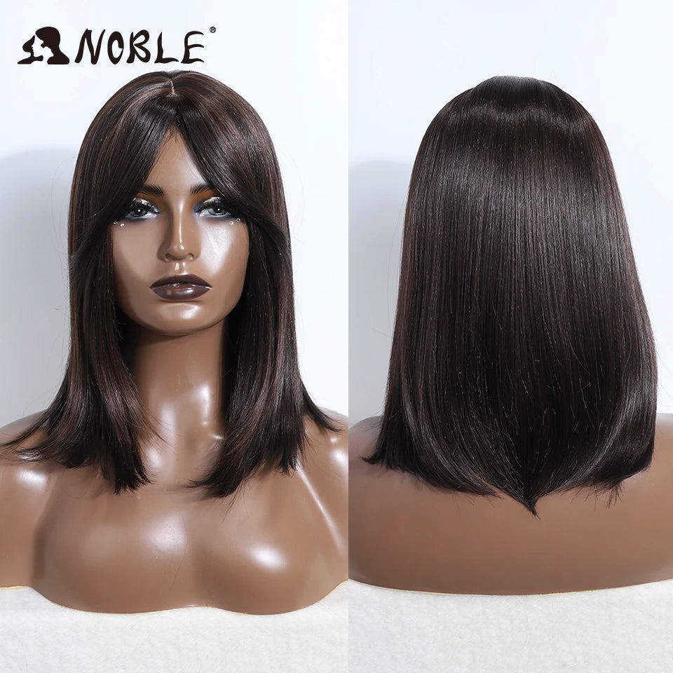 Silky Straight Synthetic Wigs with Bangs