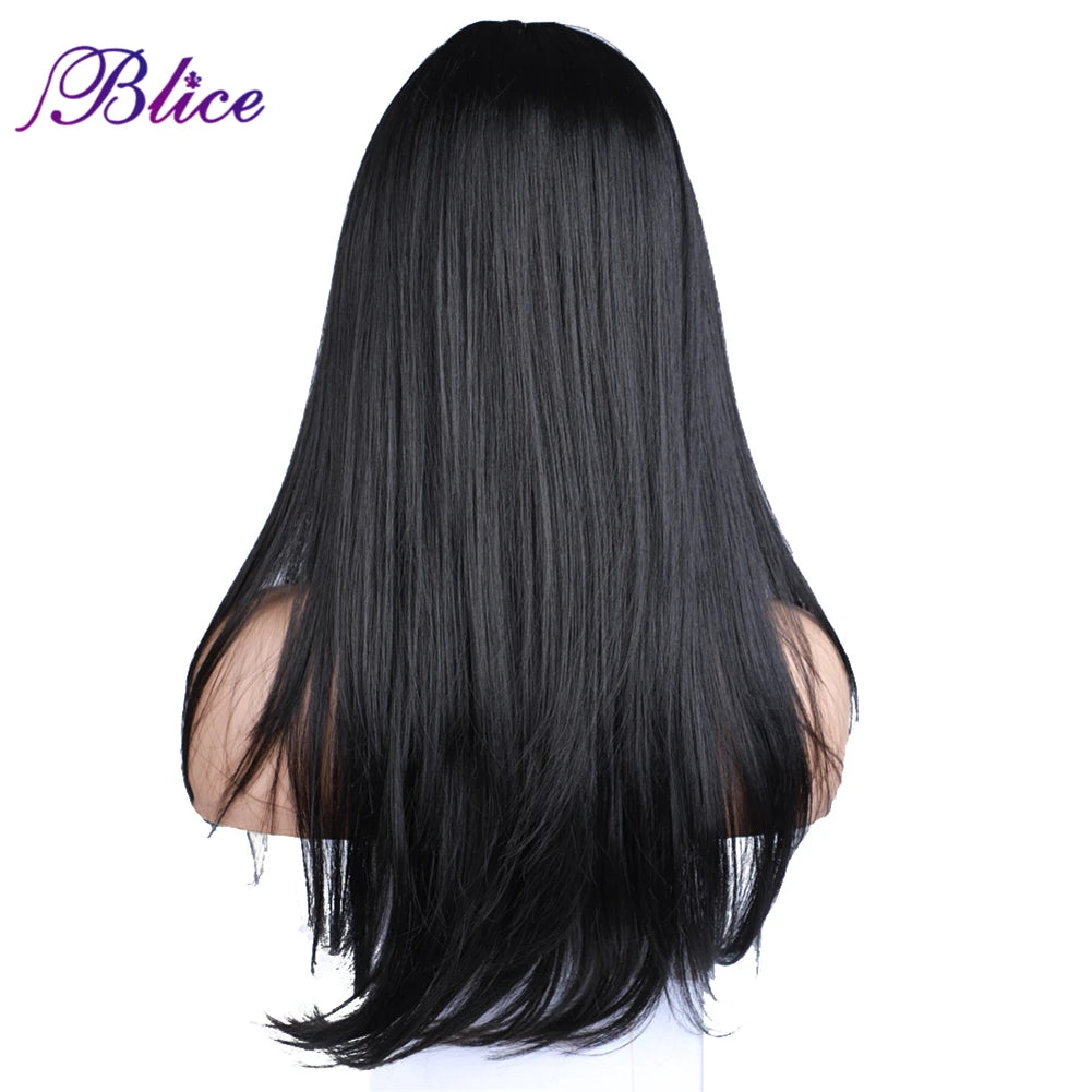 Long Wig Silk Straight Hair Extensions Natural Middle Part Women Wigs