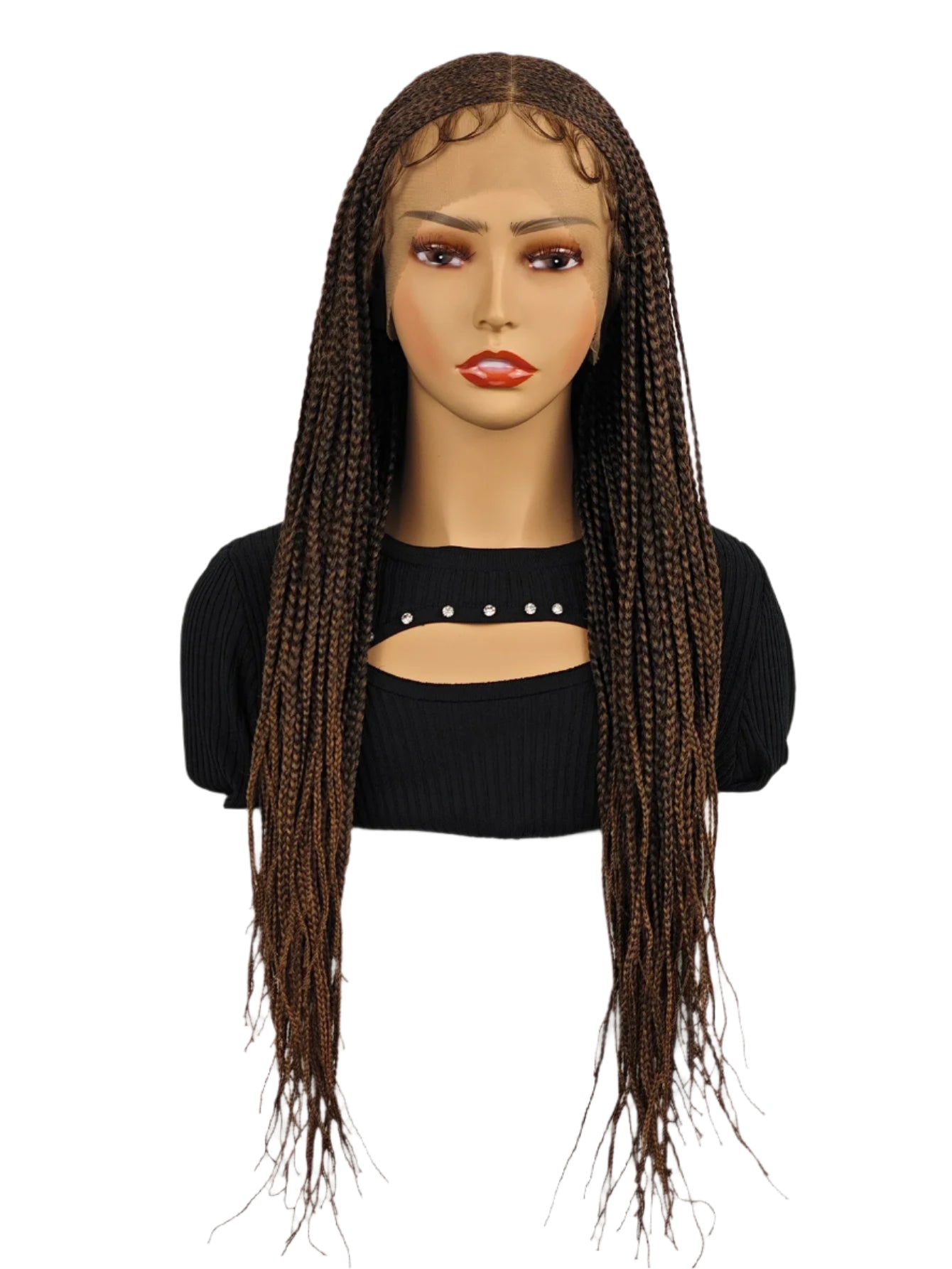 30inch Braided Wigs for Black Women Full Lace Front Box Braided Wig KnotlessBraided Wigs Lightweight Braids Synthetic Lace