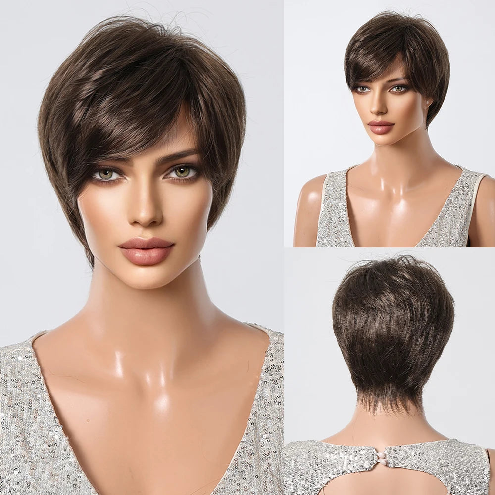 Ombre Platinum Blonde Pixie Wig with Bang