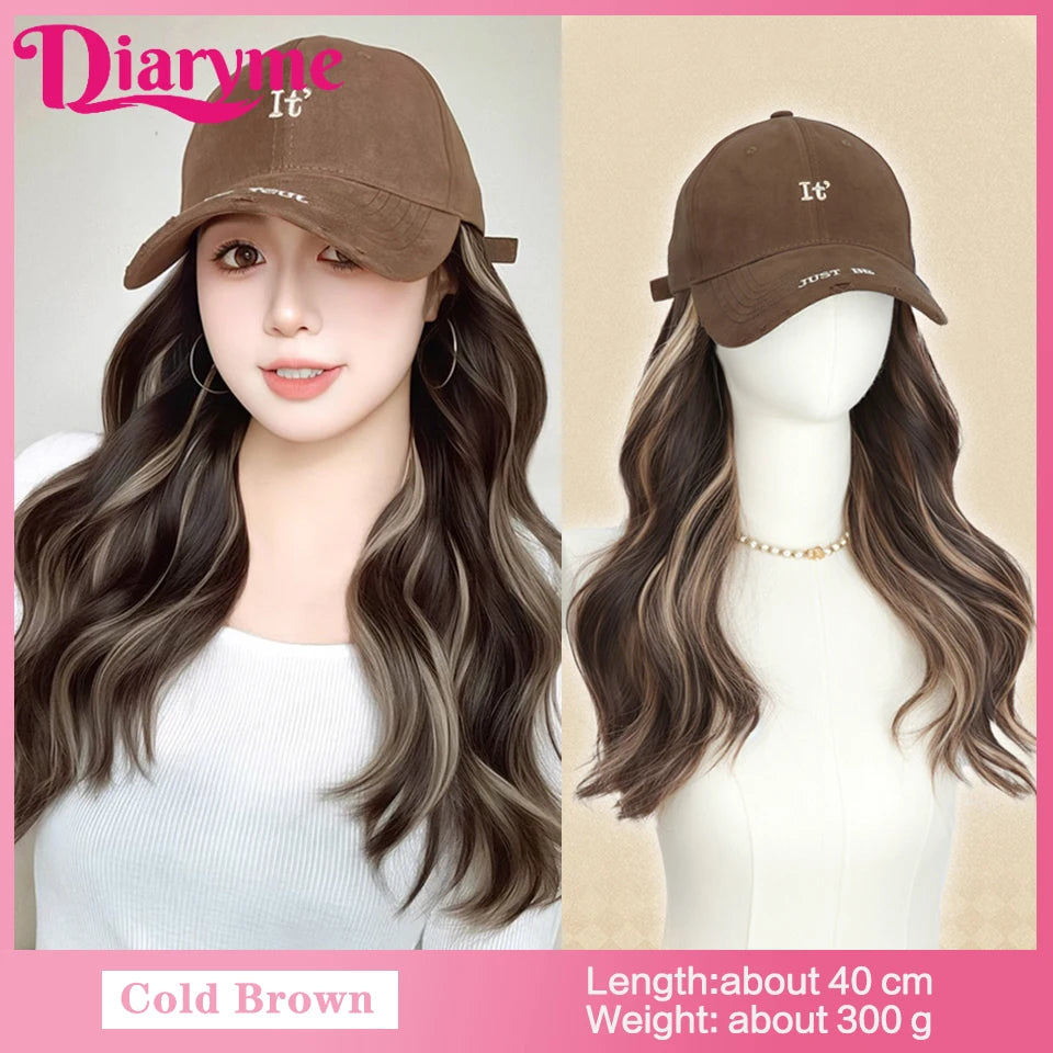 Short Water Wavy Wigs With Baseball Hat
