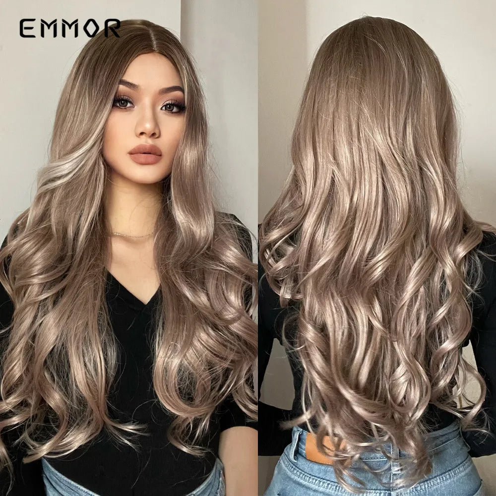 Long Wavy Wigs Brown with Blonde Wig