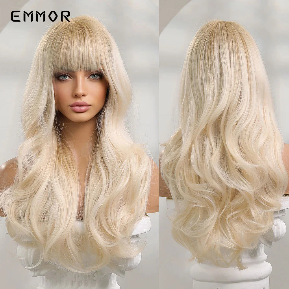 Long Wavy Wig with Bangs