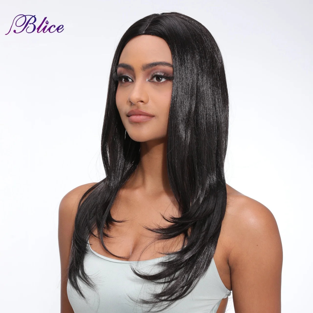 Long Wig Silk Straight Hair Extensions Natural Middle Part Women Wigs