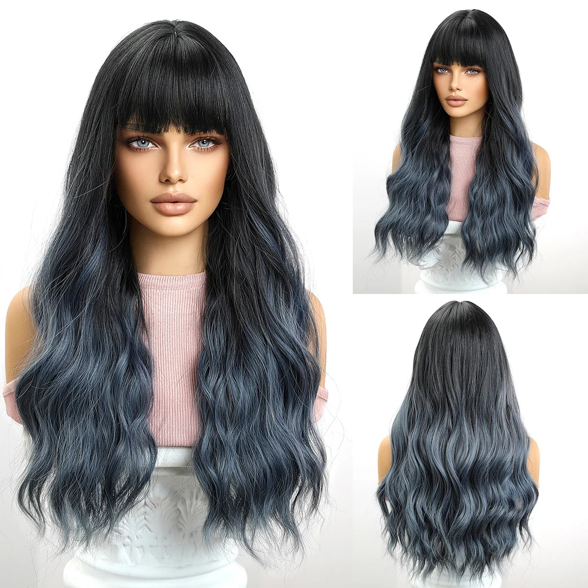 Long Wavy Wigs with Bangs