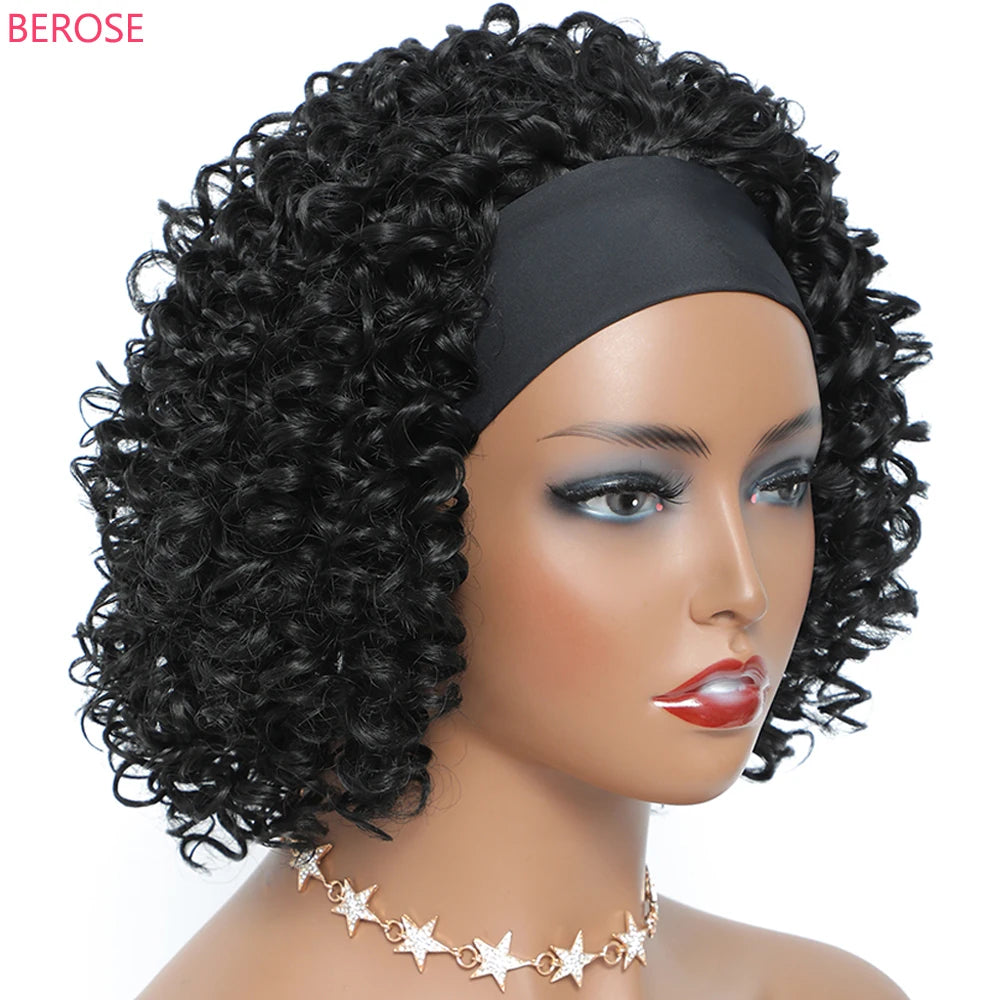 Short Water Curly Headband Wigs