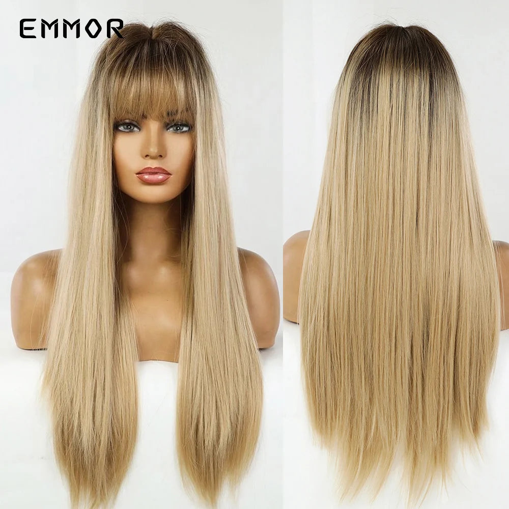 Long Wavy Wigs Brown with Blonde Wigs