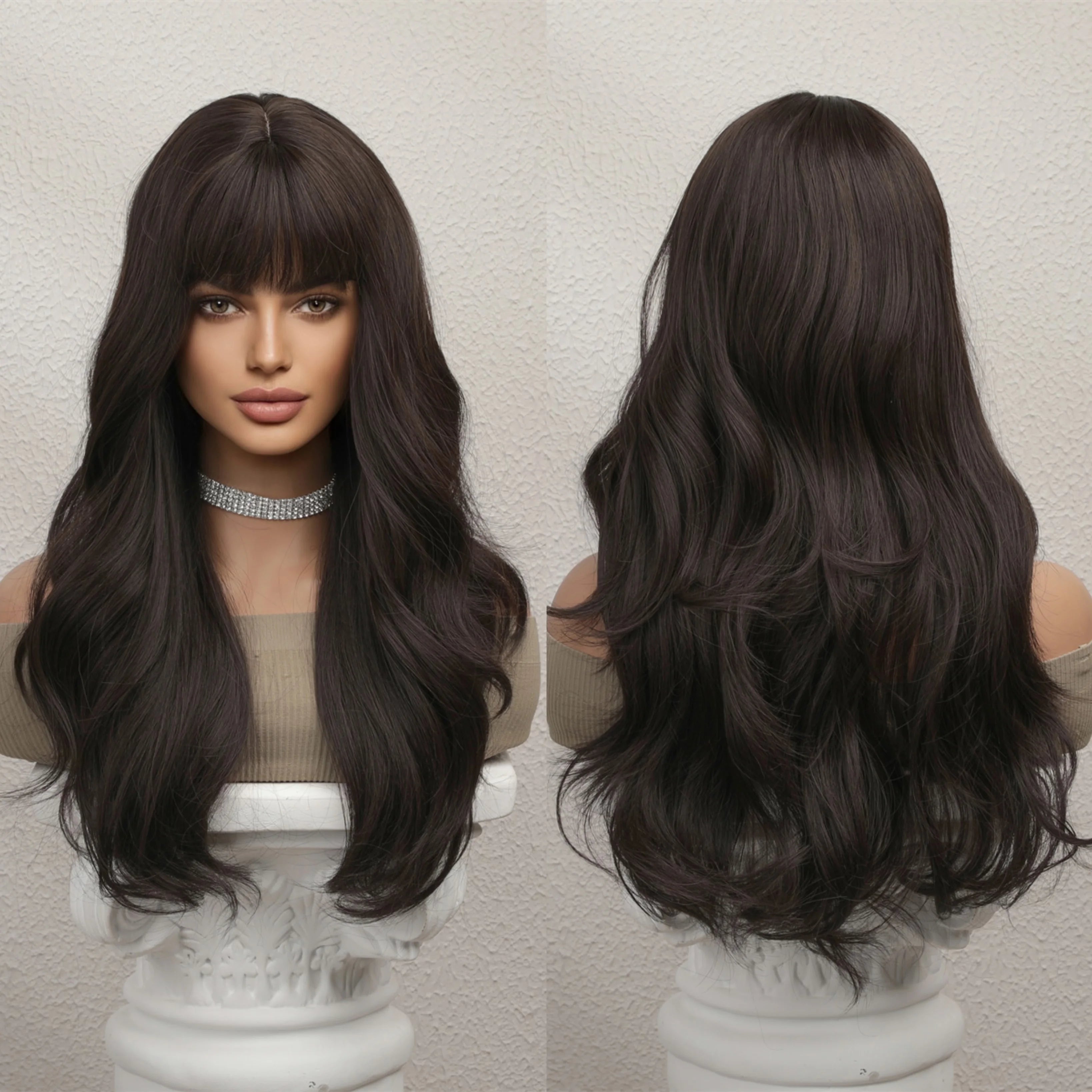 Ombre Black to Blonde Wig with Bangs