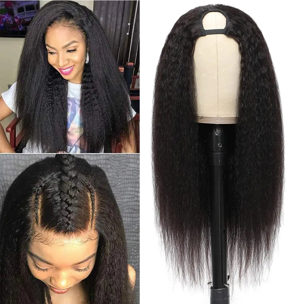 12-26 inch Synthetic Wig U Part Hair Kinky Straight