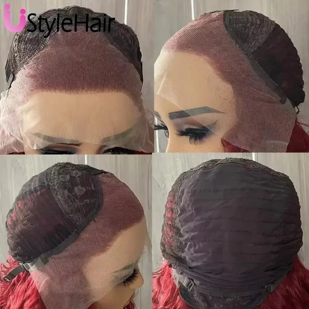 UStyleHair Dark Purple Wig  Lace Front Synthetic Long Boay Wave Wig Heat Resistant Natural Hairline Daily Use Purple Lace Wig