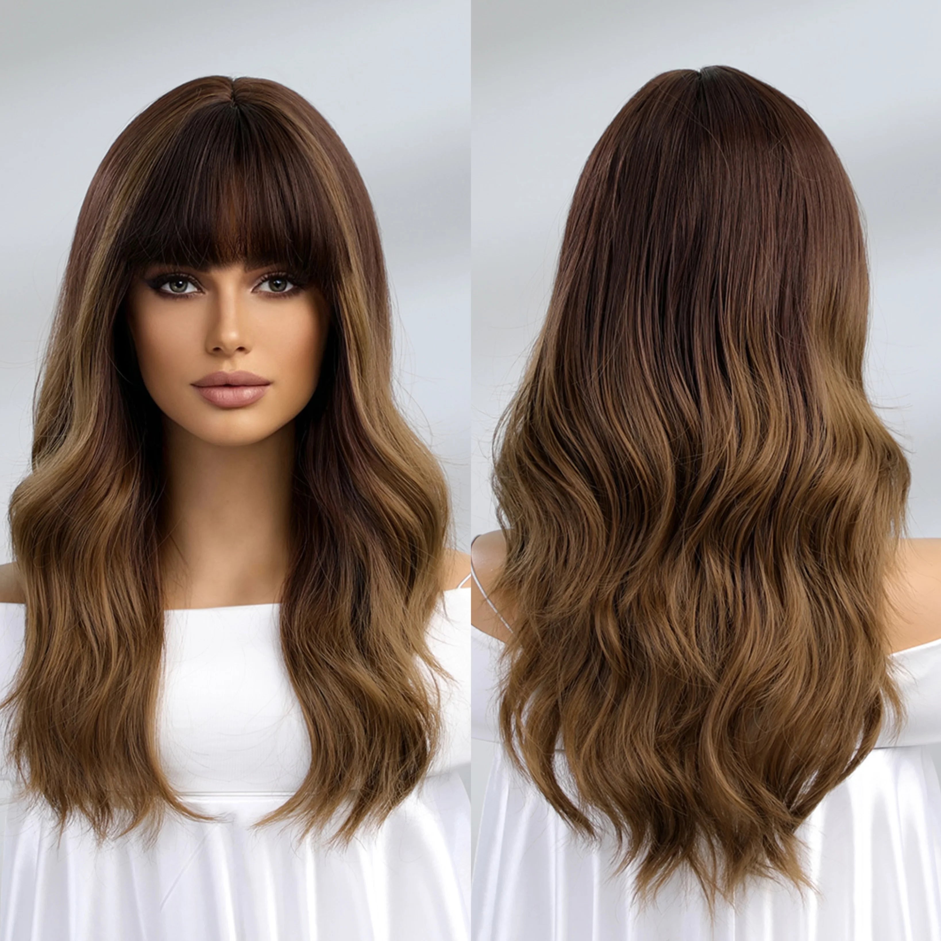 Long Wavy Wigs with Bang