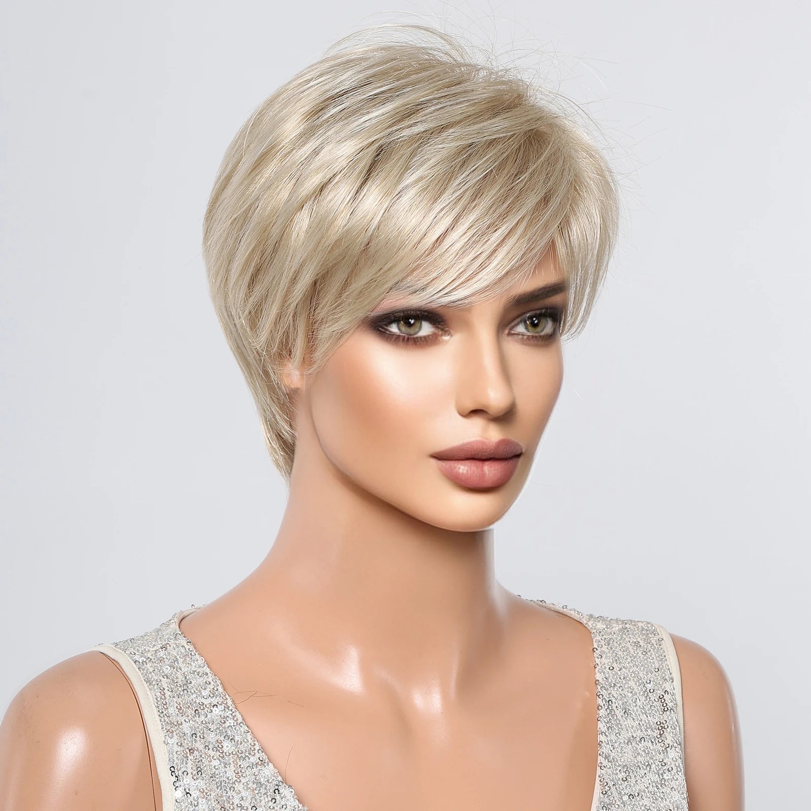 Ombre Platinum Blonde Pixie Wig with Bang